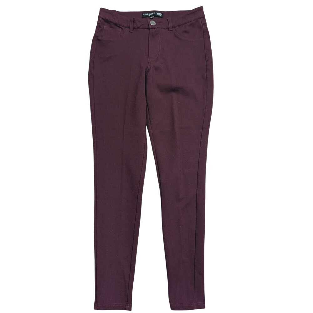 One5One Deep Wine Burgundy Skinny Pants Womens 8 Career Wear Casual Stretchy